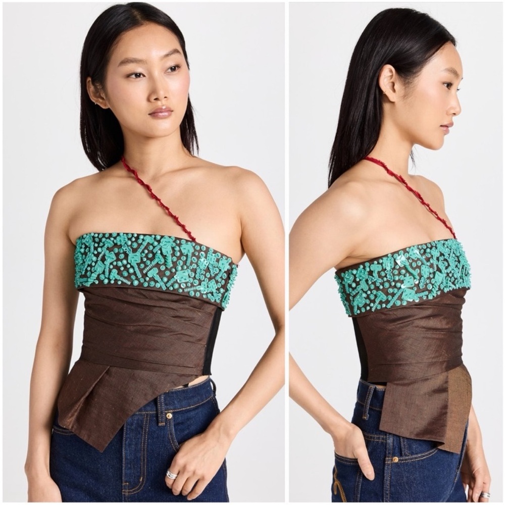 NWT Tory Burch Lollipops Embellished Wrap Bustier Top $1,998